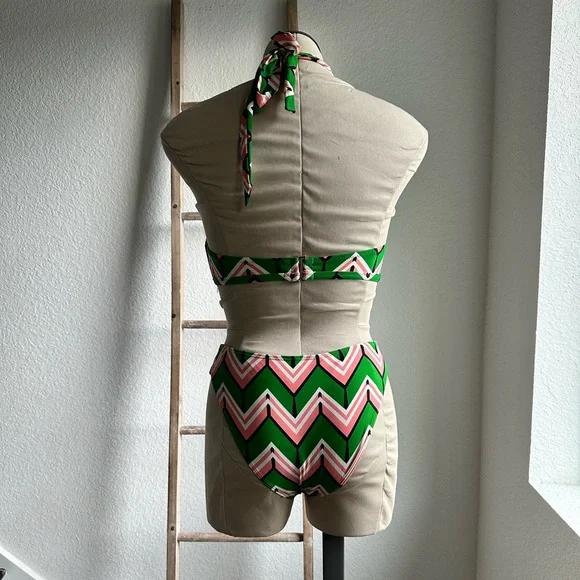 Anthropologie Mermaid 2 Piece Bikini Zig Zag Print sz: Top Small/Bottoms XS - Picture 5 of 13